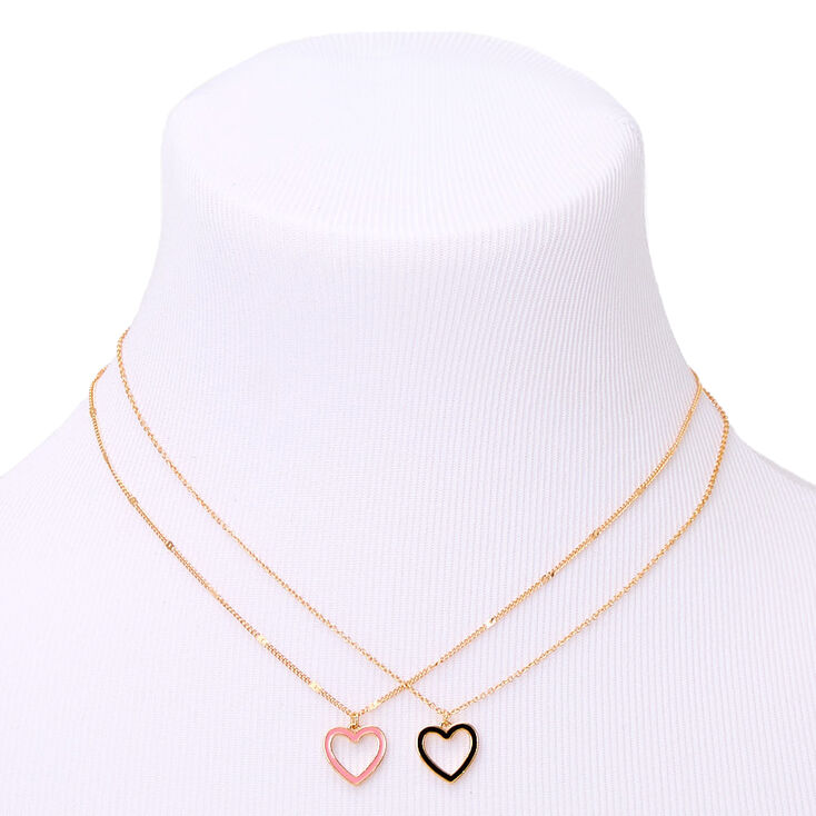 Gold Open Heart Pendant Necklaces - 2 Pack,
