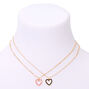 Gold Open Heart Pendant Necklaces - 2 Pack,