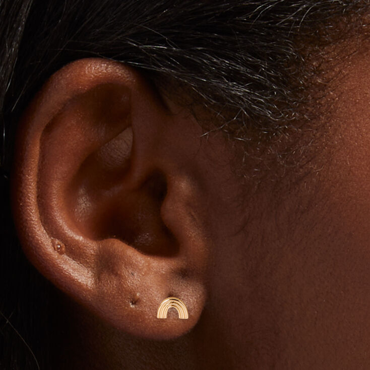 Gold Rainbow Stud Earrings,