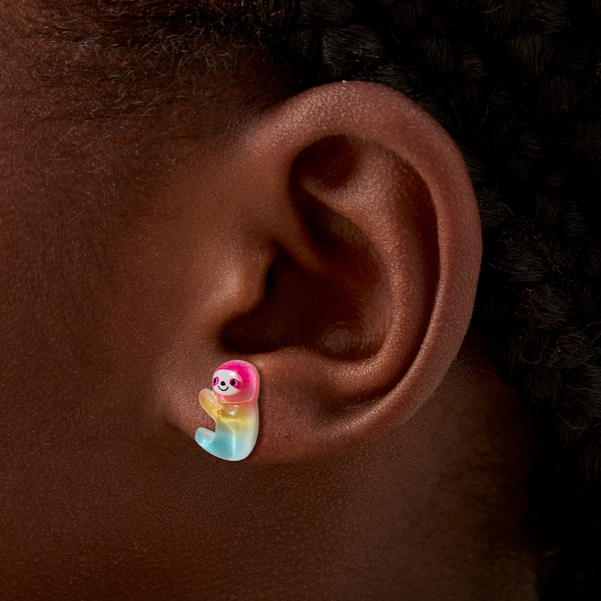 Rainbow Sloth Stud Earrings,