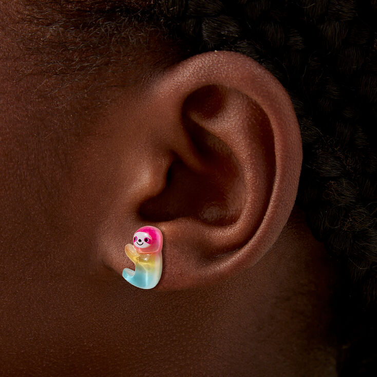 Clous d&rsquo;oreilles paresseux arc-en-ciel,