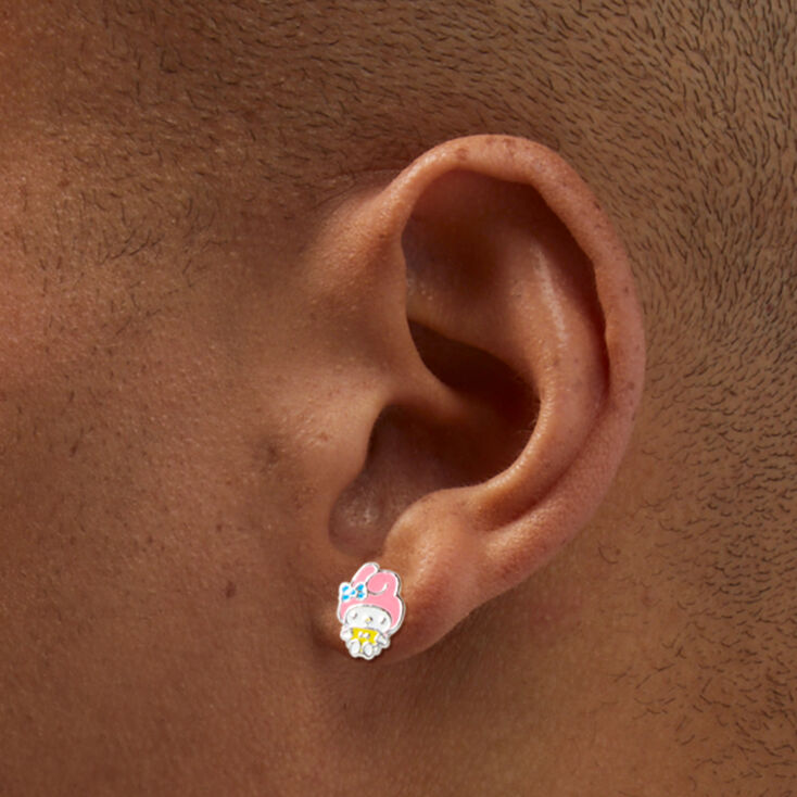 Sterling Silver My Melody&reg; Enamel Stud Earrings,