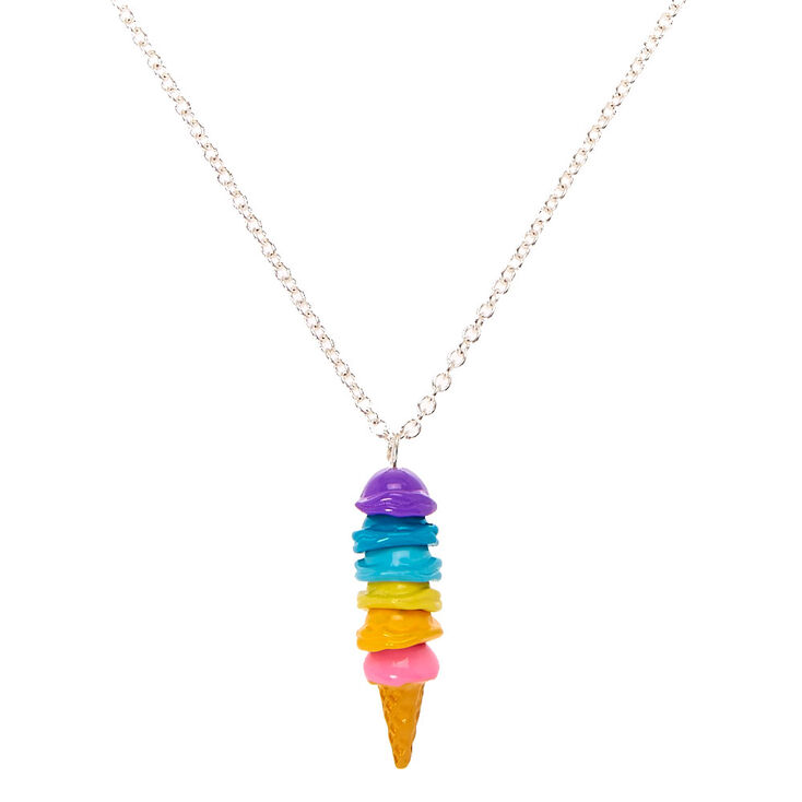 Rainbow Ice Cream Cone Pendant Necklace Claire S - Ice Pendant Chain