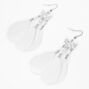 Silver Butterfly 3&quot; White Feather Drop Earrings,