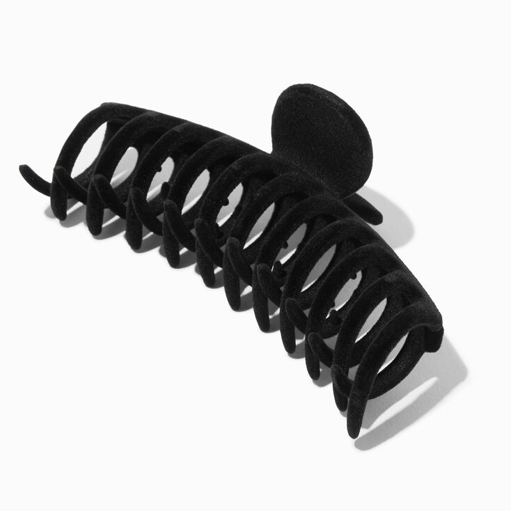 Black Flocked Large Barrel Hair Claw,