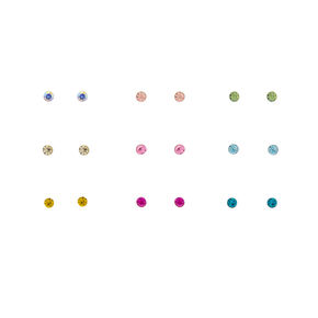 2MM Rainbow Stud Earrings - 9 Pack,