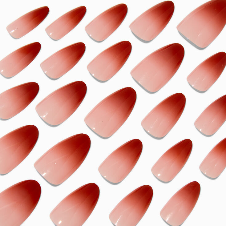 French Tip Nude Ombr&eacute; Long Almond Vegan Faux Nail Set - 24 Pack,