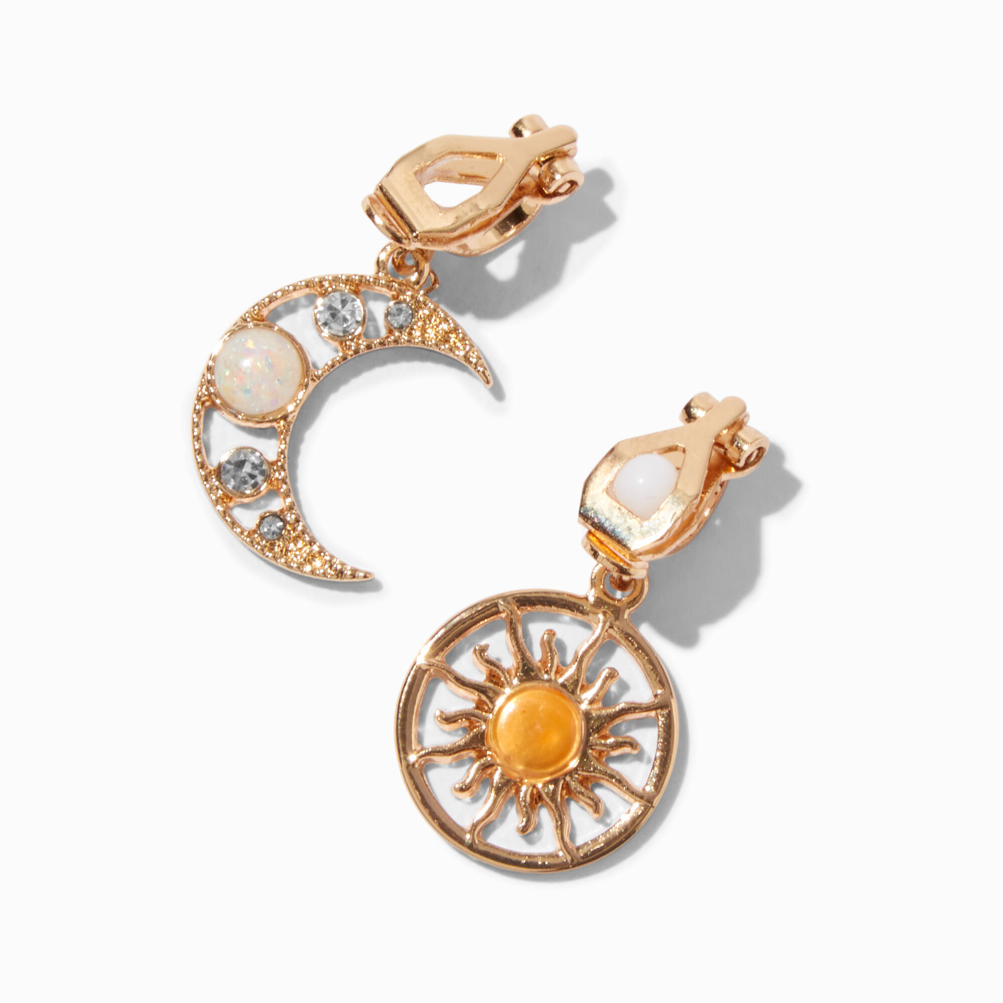 View Claires Tone Sun Moon 05 ClipOn Drop Earrings Gold information