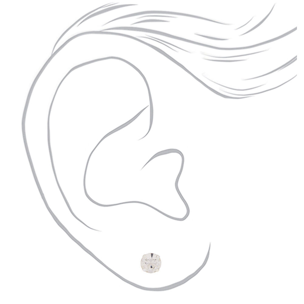 Silver Graduated Crystal Pearl Stud Earrings - 9 Pack,