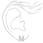 Silver Crystal Initial Stud Earrings - M,