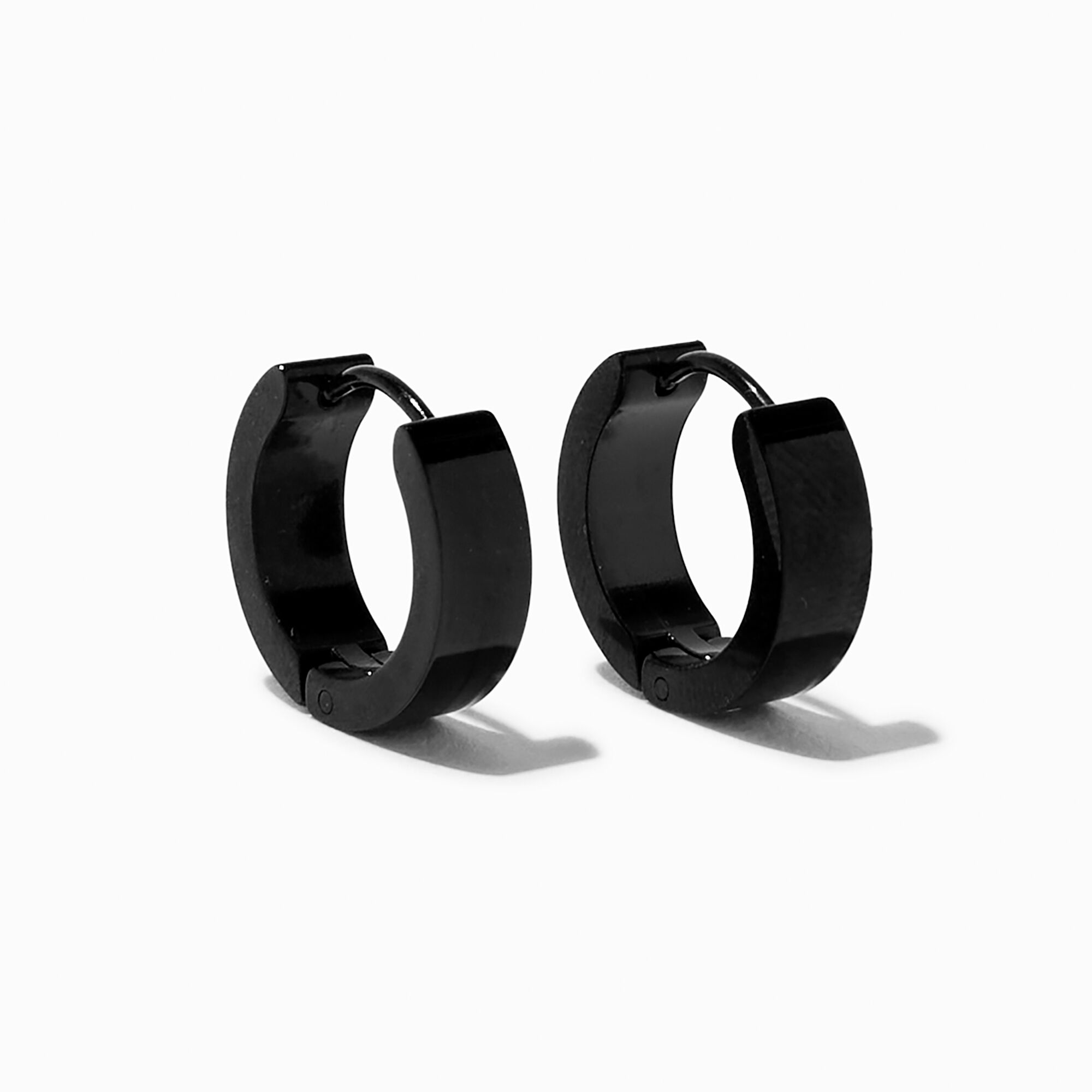 View Claires Stainless Steel 12MM Huggie Hoop Earrings Black information