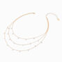 Gold-tone Cubic Zirconia Confetti Multi-Strand Necklace ,
