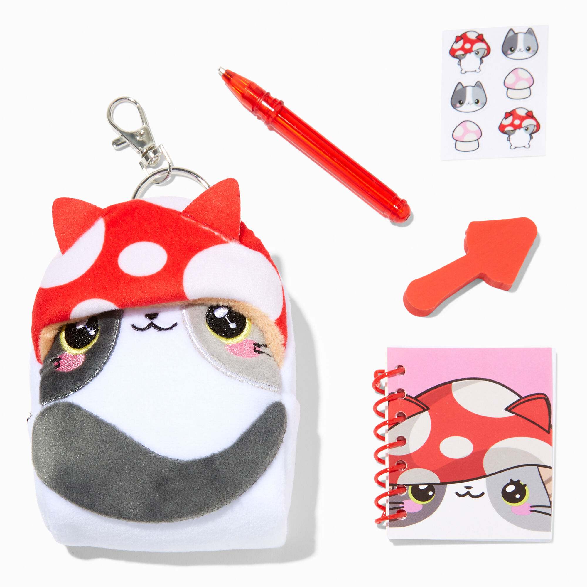 View Claires Mushroom Cat 4 Backpack Stationery Set information