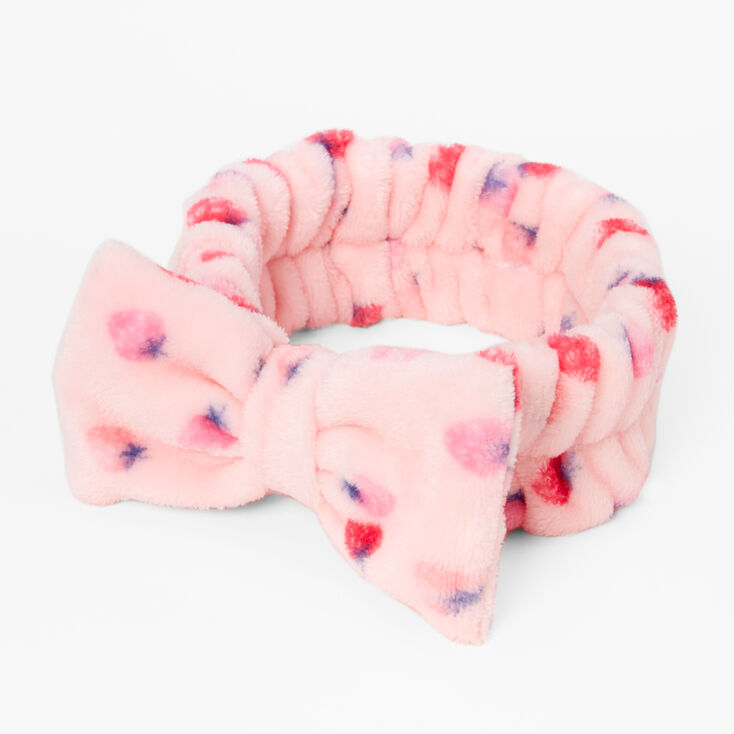 Pink Strawberry Plush Makeup Bow Headwrap,