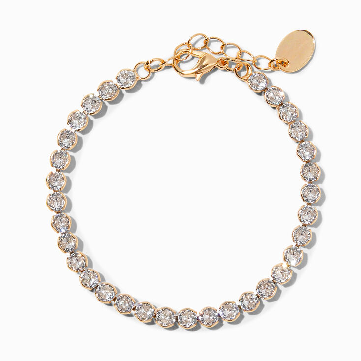 Gold Cubic Zirconia Bezeled Tennis Bracelet,