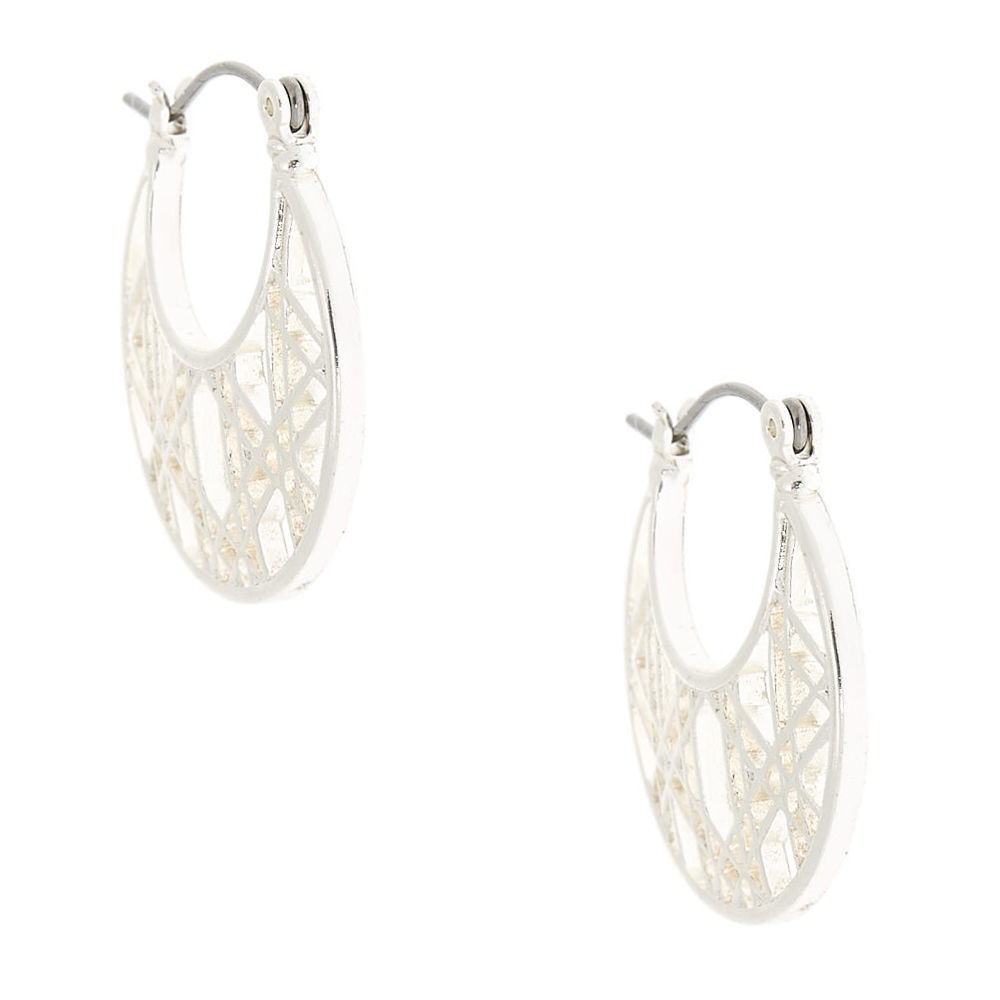 Silver 25MM Aztec Hoop Earrings,