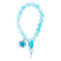Cracked Blue Bead Stretch Bracelet with Flower Charm,