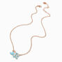 Blue Bubble Initial Heart Pendant Necklace - R ,