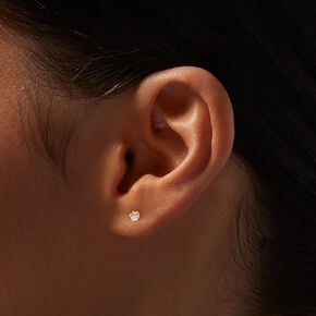 18k Gold Plated 3mm Iridescent Stud Earrings,