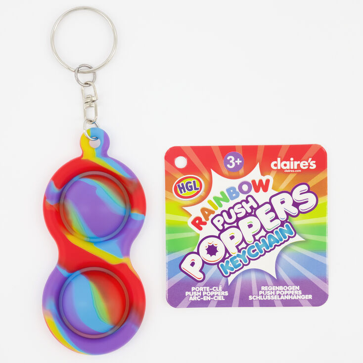 Rainbow Push Poppers Fidget Toy Keychain - Rainbow,