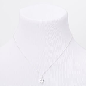 Collier &agrave; pendentif avec strass solitaire en forme de goutte en zircon cubique d&#39;imitation couleur argent&eacute;e,