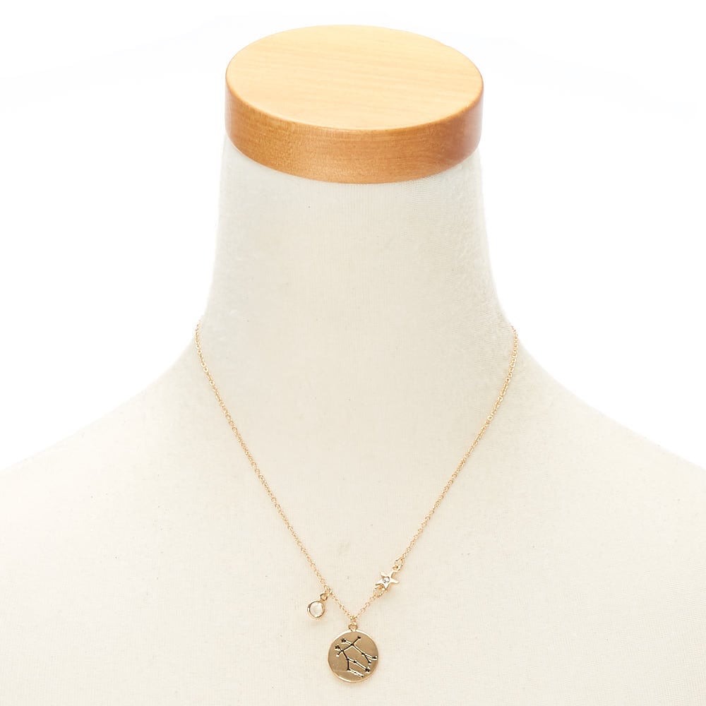 Gold Zodiac Pendant Necklace - Gemini,
