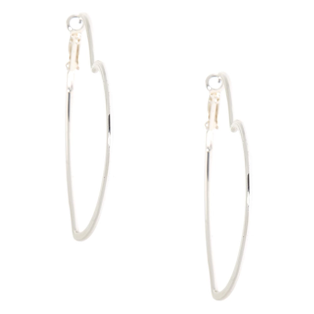 Silver 60MM Heart Hoop Earrings,