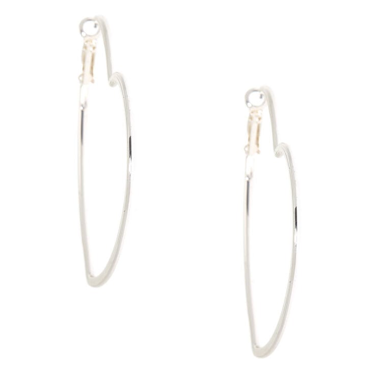 Silver 60MM Heart Hoop Earrings,