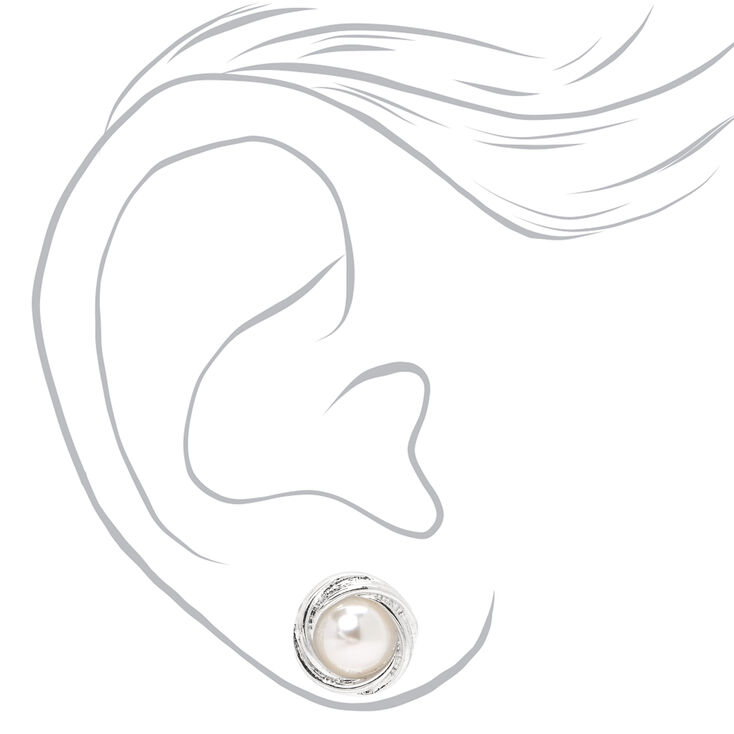 Silver Pearl Knot Stud Earrings,