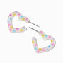 Pastel Polka Dot Acrylic Heart Hoop Earrings ,