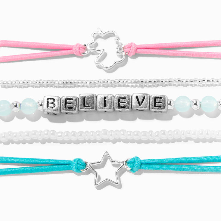 Believe Beaded Stretch &amp; Bolo Bracelets - 5 Pack,