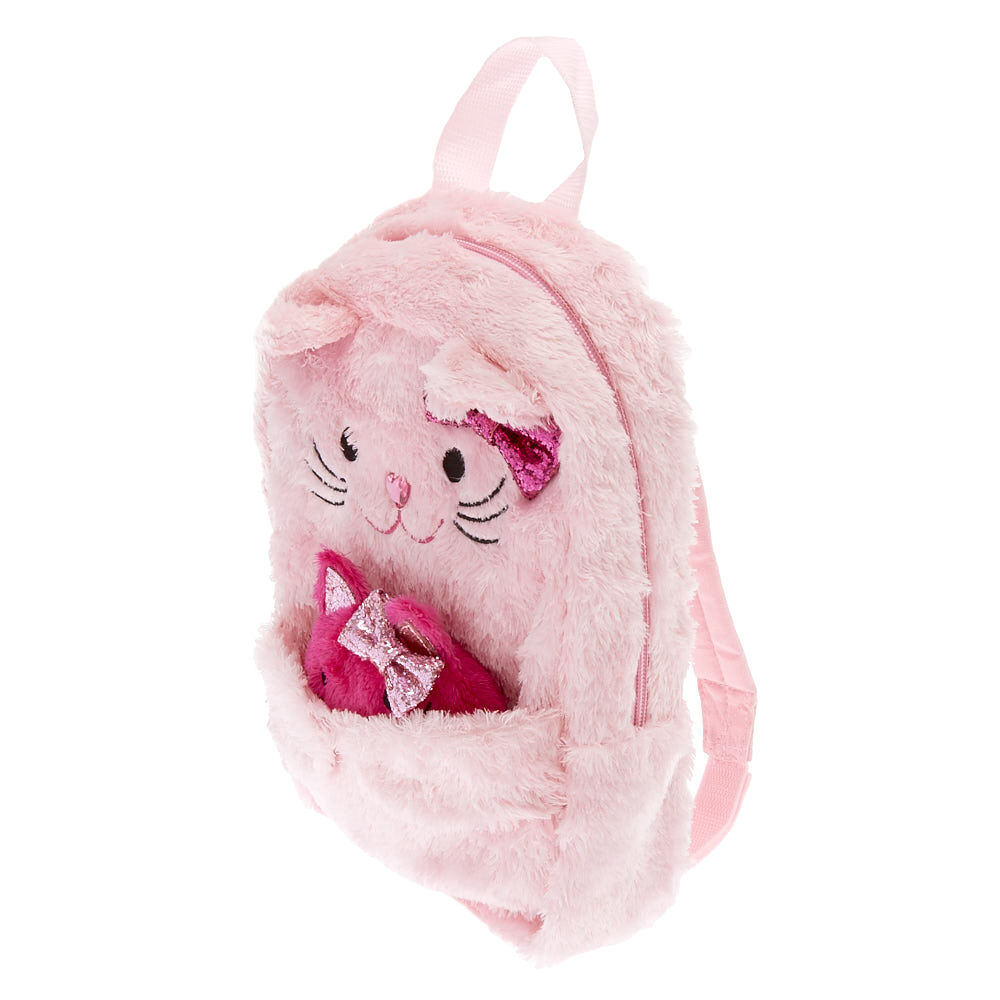 Claire's Club Avery the Cat & Kitten Backpack - Pink,