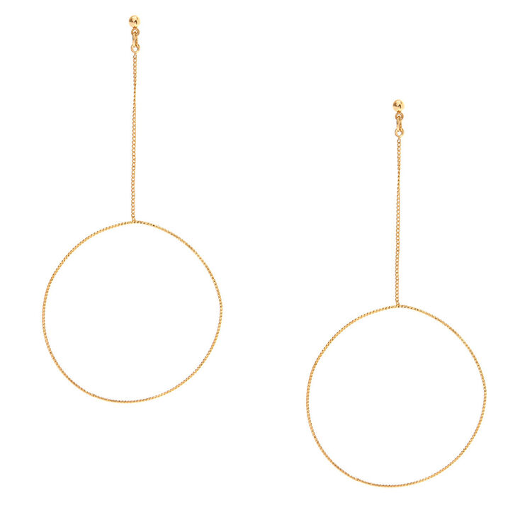 Gold Circle Drop Earrings Claire S Us Gold Circle Drop Earrings