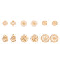 Gold Filigree Stud Earrings - 6 Pack,