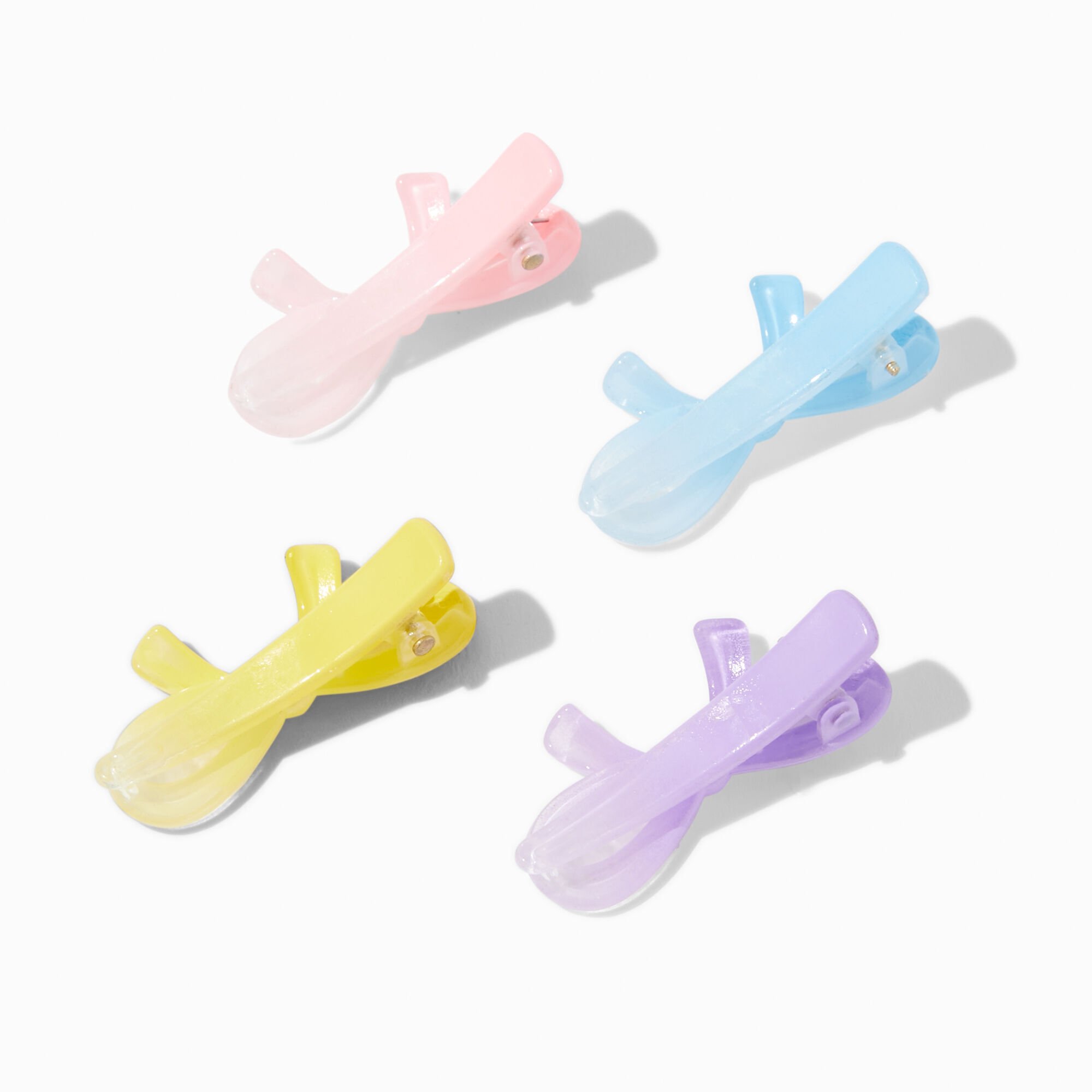 Claire's Club Pastel Plastic Bow Hair Clips - 4 Pack,