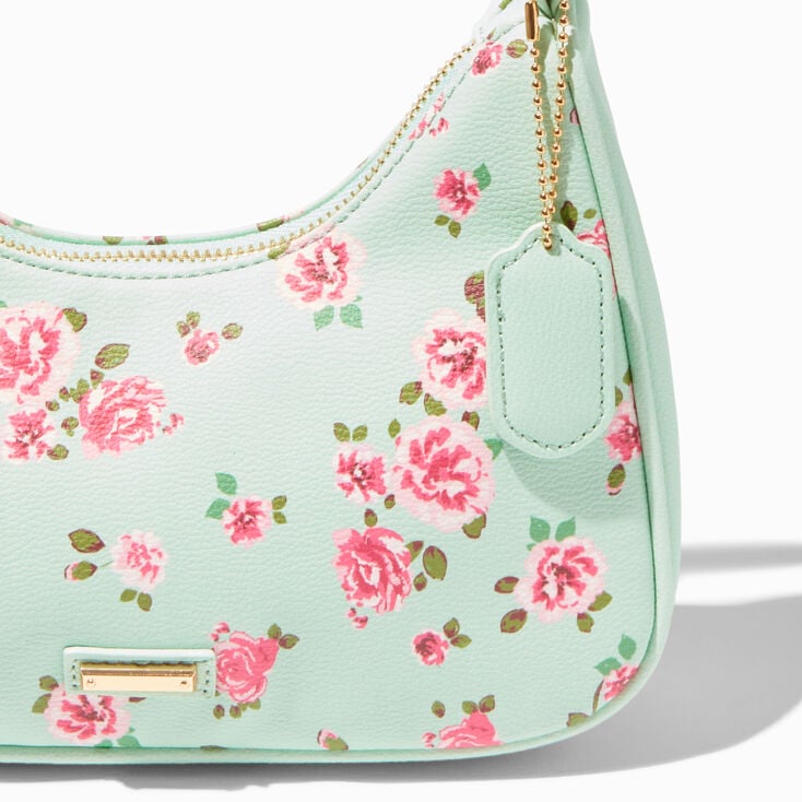 Pink Floral Shoulder Bag - Mint Green,