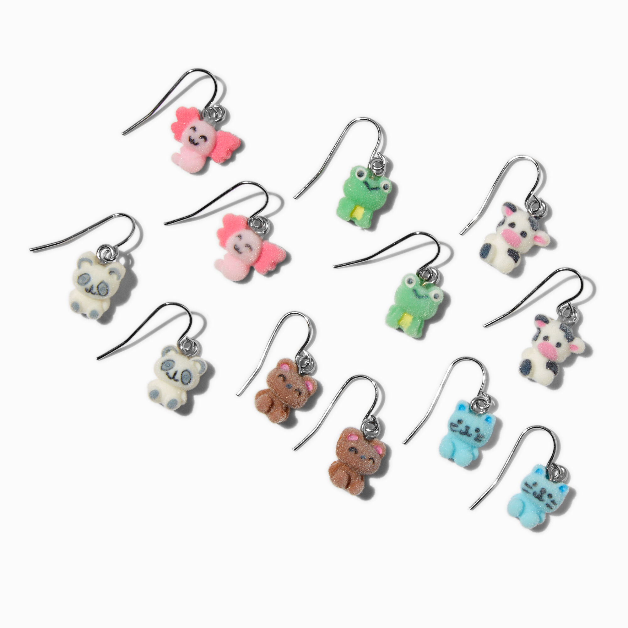 View Claires Fuzzy Animal 05 Drop Earrings 6 Pack Silver information