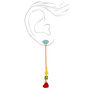 Gold Turquoise Evil Eye Heart Lightning Drop Earrings,