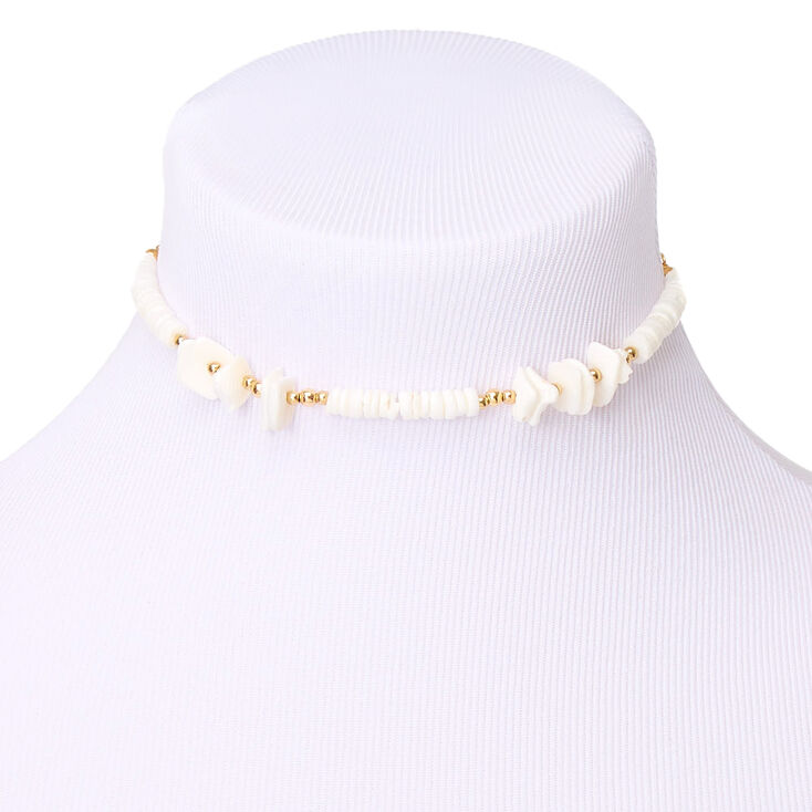 Gold Puka Shell Choker Necklace,