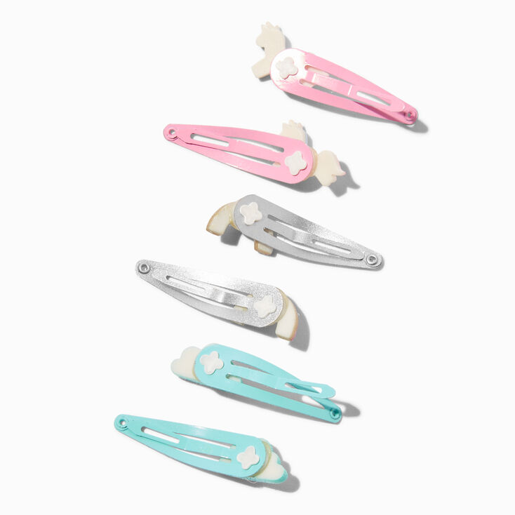 Claire&#39;s Club Rainbow Unicorn Glitter Polyresin Snap Hair Clips - 6 Pack,