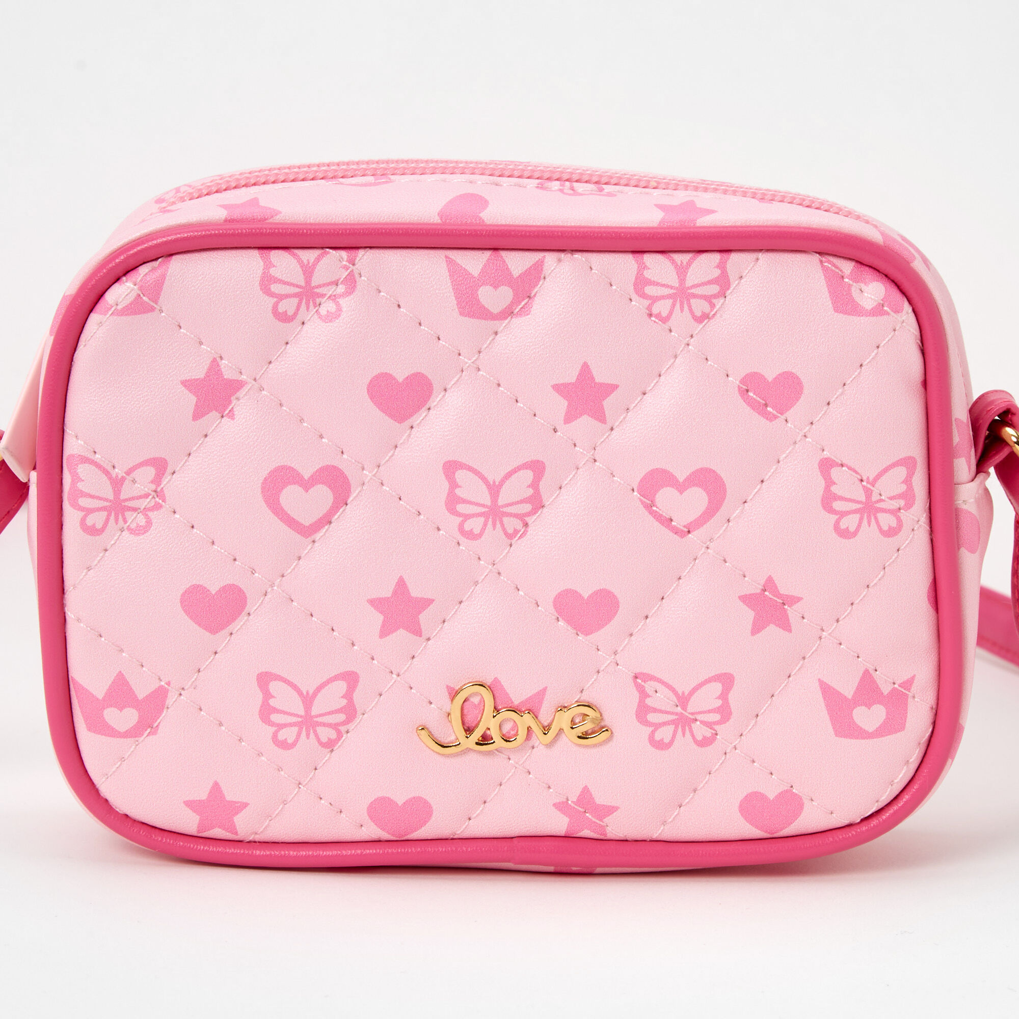 Claire's Club Pink Status Icons Crossbody Bag,
