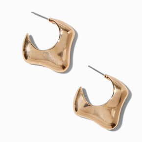 Gold-tone Wide Melty Hoop Earrings,