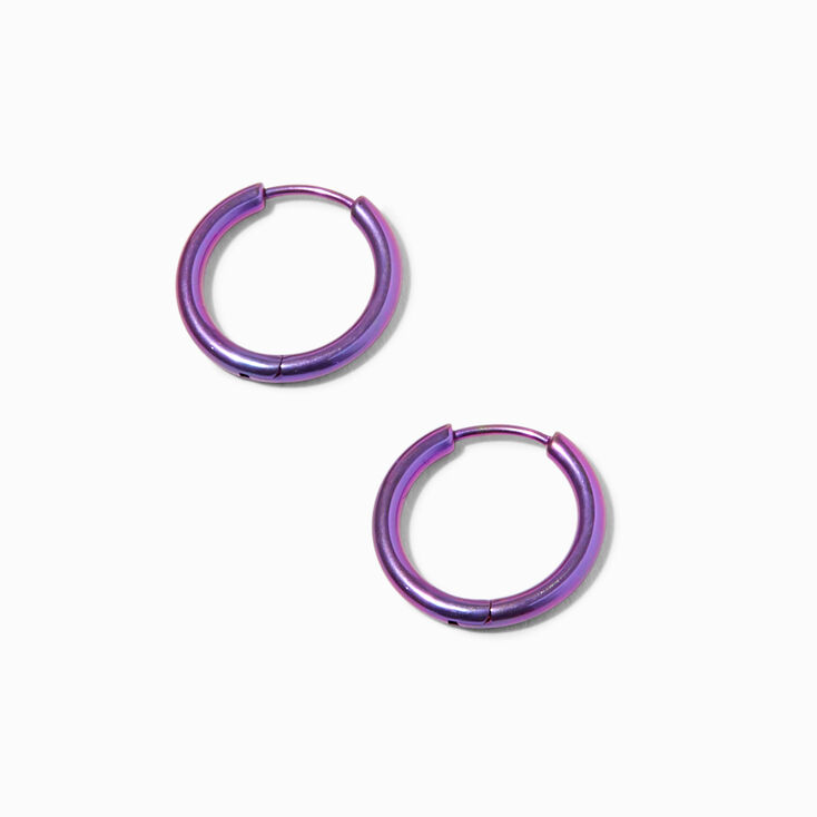 Titanium 12MM Pink Anodized Hoop Earrings,