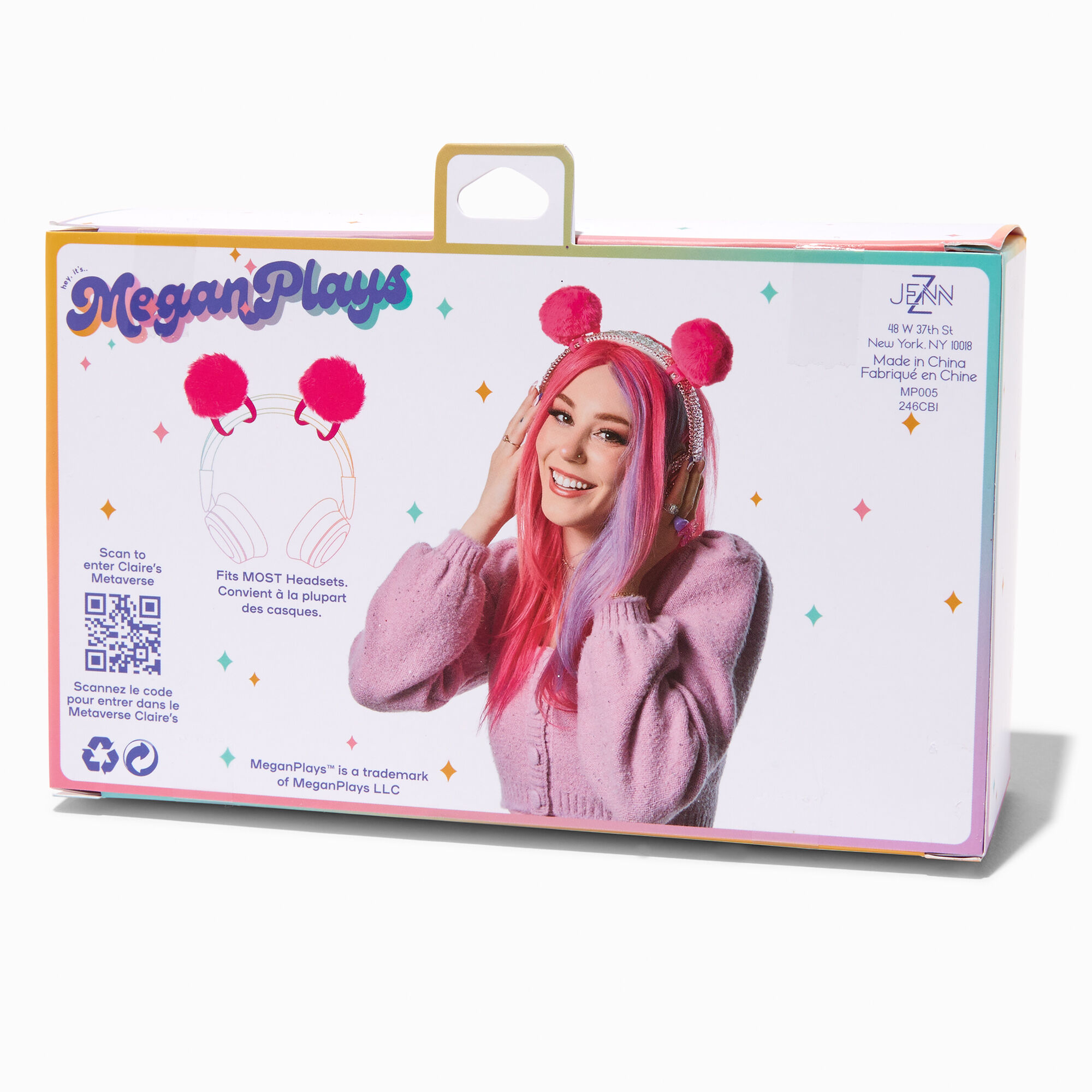 MeganPlays™ Claire's Exclusive Pink Pom Pom Headset Accessory,