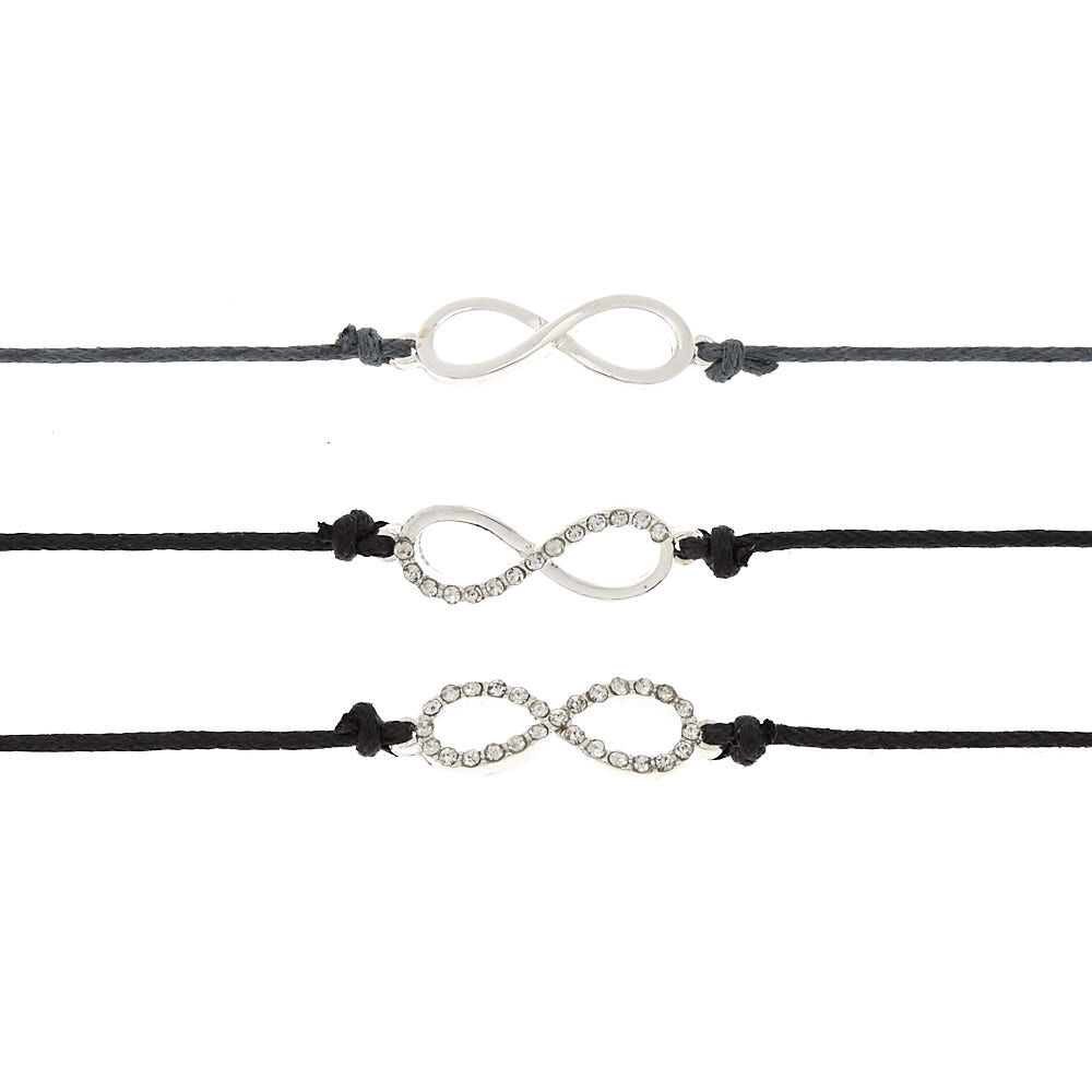 Infinity Cord Choker Necklaces - Black, 3 Pack,