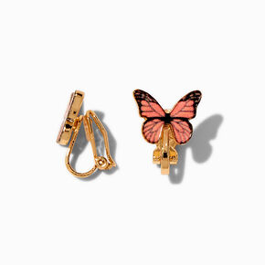 Monarch Butterfly Clip-On Stud Earrings,