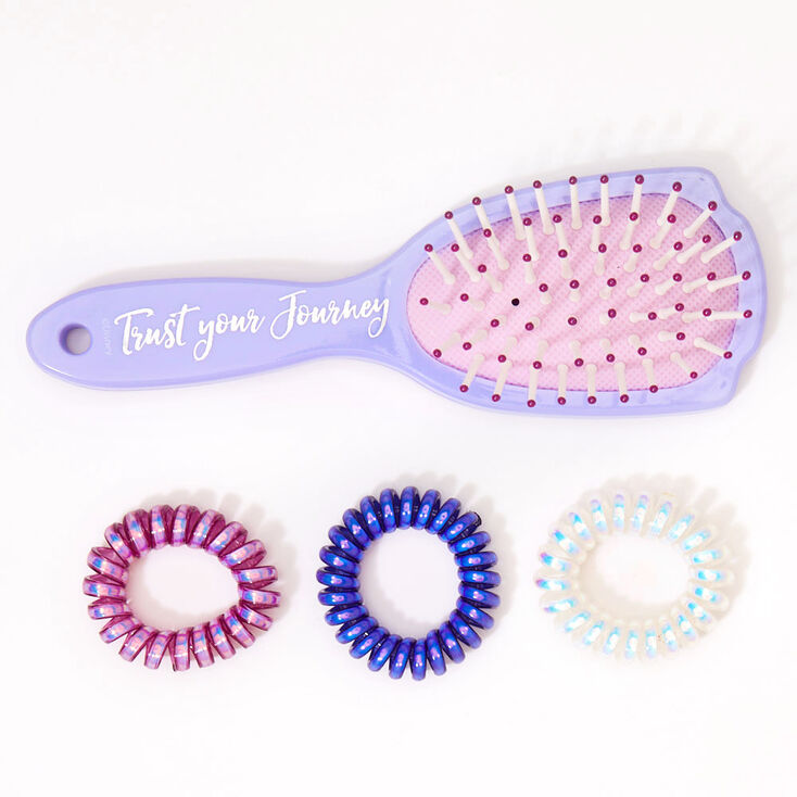 Brosse &agrave; cheveux et&nbsp;&eacute;lastiques spirale La Reine des Neiges 2 de &copy;Disney, lot de 4&nbsp;articles,