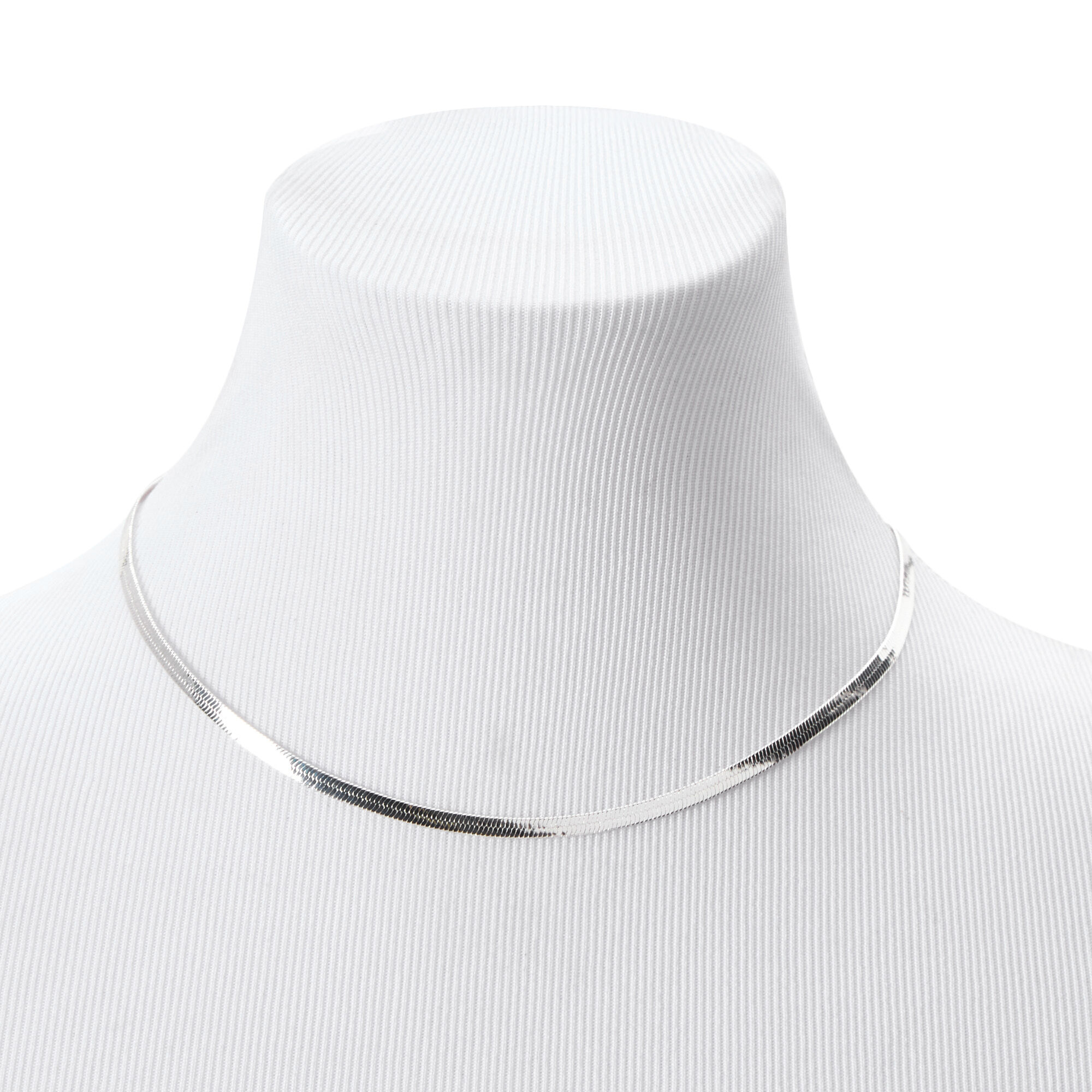 Silver Herringbone Chain 14" Necklace,