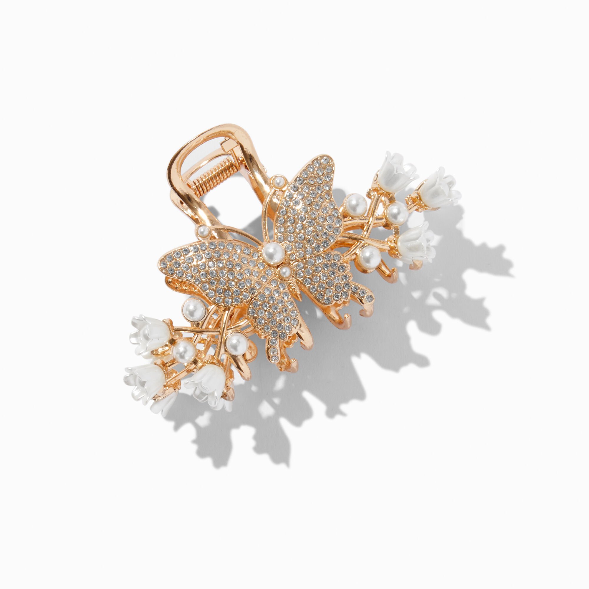 Gold-tone Butterfly & Pearl Hair Claw,