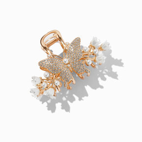 Gold-tone Butterfly &amp; Pearl Hair Claw,